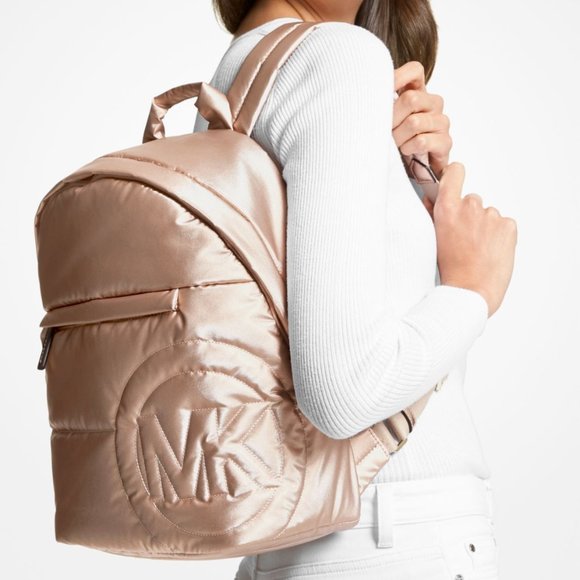 MICHAEL KORS Rae Medium Quilted Rose Gold Metallic Cotton Blend Backpack SEALED - Picture 8 of 8